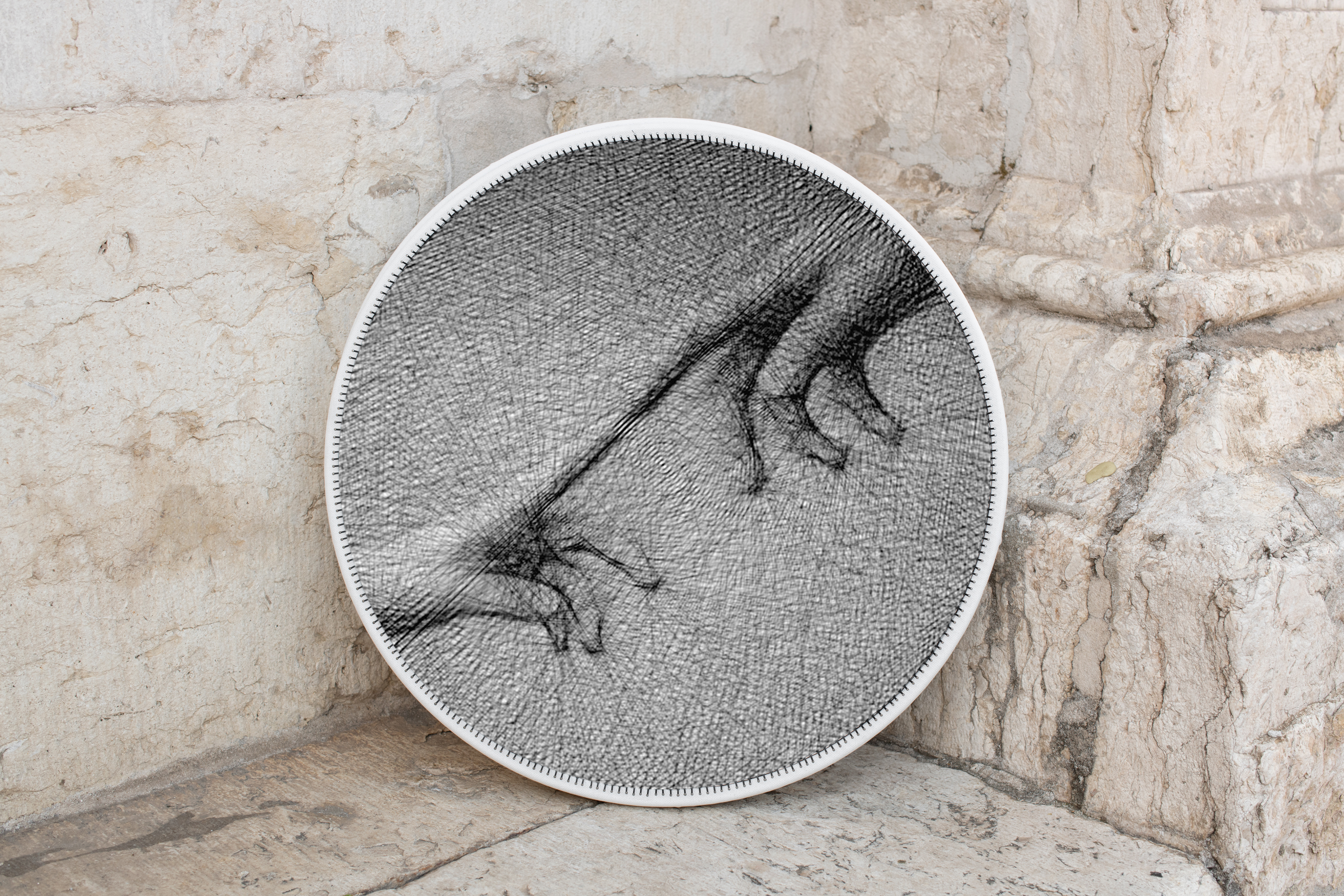 Hands reaching thread portrait